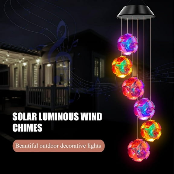Jinyi Solar Wind Chime, Color Changing Rose Wind Chimes LED Decorative Mobile Gifts for Mom Grandma Outdoor Solar Lights for Garden Yard Window Outdoor Decorations