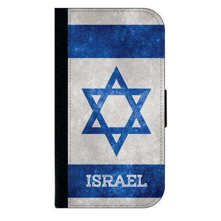 Israeli Grunge Flag - Israel - Wallet Style Cell Phone Case with 2 Card Slots and a Flip Cover Compatible with the Apple iPhone 6 Plus and 6s Plus