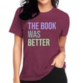 thumbnail image 2 of Tittly T Shirts for Women Spring Tops for Women Women's Read Print Loose Casual Long Sleeved T Shirt Graphic Tees Tshirts Shirts Wine L, 2 of 5