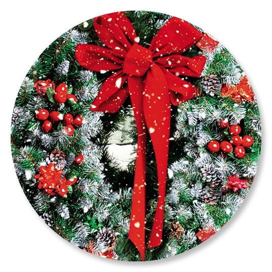 Wreath In Snow Christmas Envelope Seals- Set of 72 Holoiday Envelope Stickers