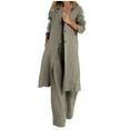thumbnail image 2 of Usmixi Winter Womens Trench Jacket Long Coat for Women Fall Loose Lightweight Cotton Linen Shirt Outwear Casual Solid Button Down Lapel Long Sleeve Pocket Windbreaker Jacket Up to 65% off, 2 of 3