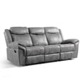 thumbnail image 2 of Furniture of America Gordon Modern Faux Leather Manual Reclining Sofa with Cup Holders, Warm Gray, 2 of 5