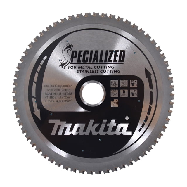 Hoja de sierra Makita A-96110 60T de acero inoxidable con punta de carburo