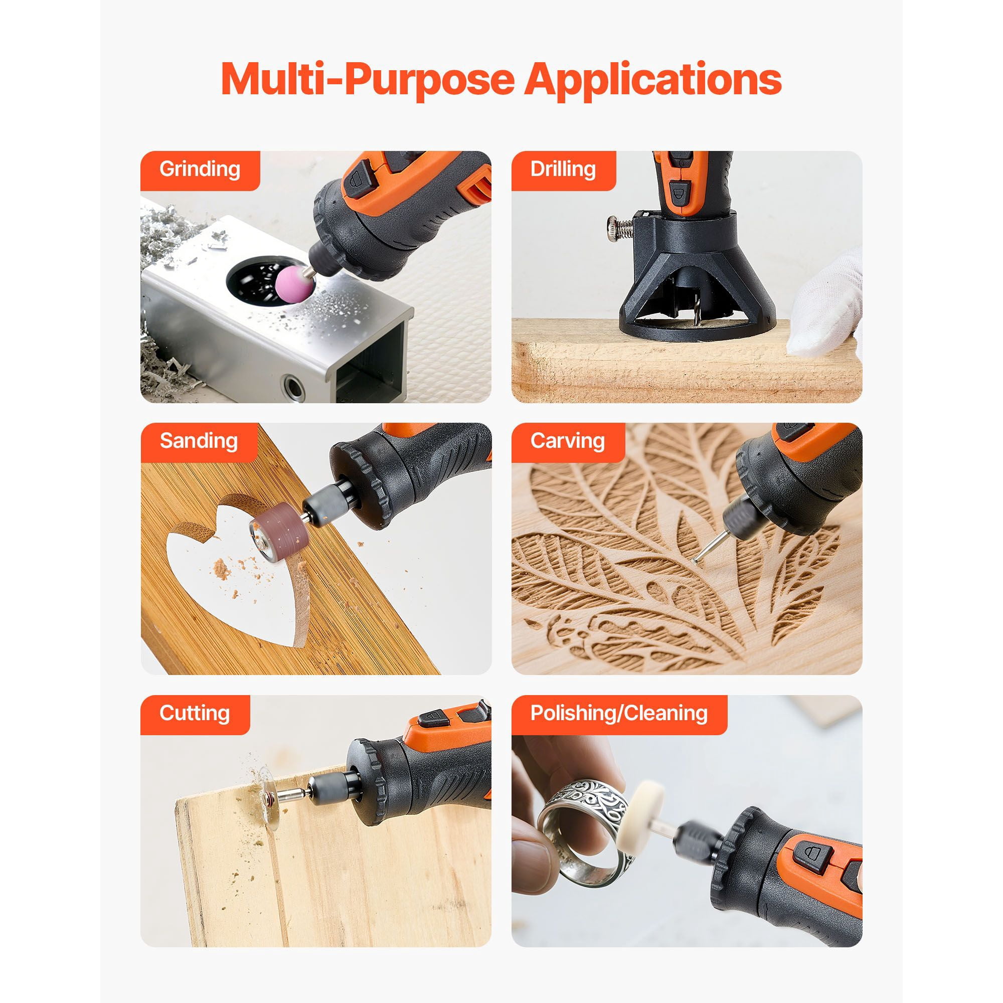 Cordless Rotary Tool Kit 136-Piece, DC8V with 5 Speeds 5000-30000 RPM, 2500mAh Battery, Type-C Charging, LED Speed Indicators for DIY Cutting Sanding Polishing