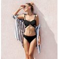 thumbnail image 3 of Women Tie Shoulder Bikini Swimsuits Solid Color High Cut Bathing Suits 2 Piece Swimwear, 3 of 7