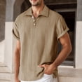 thumbnail image 2 of BUWTTER Shirts for Men Button Down Short Sleeve Loose Knit Jacquard Comfortable Breathable Casual Top Outdoor Activities Khaki Shirt M, 2 of 8