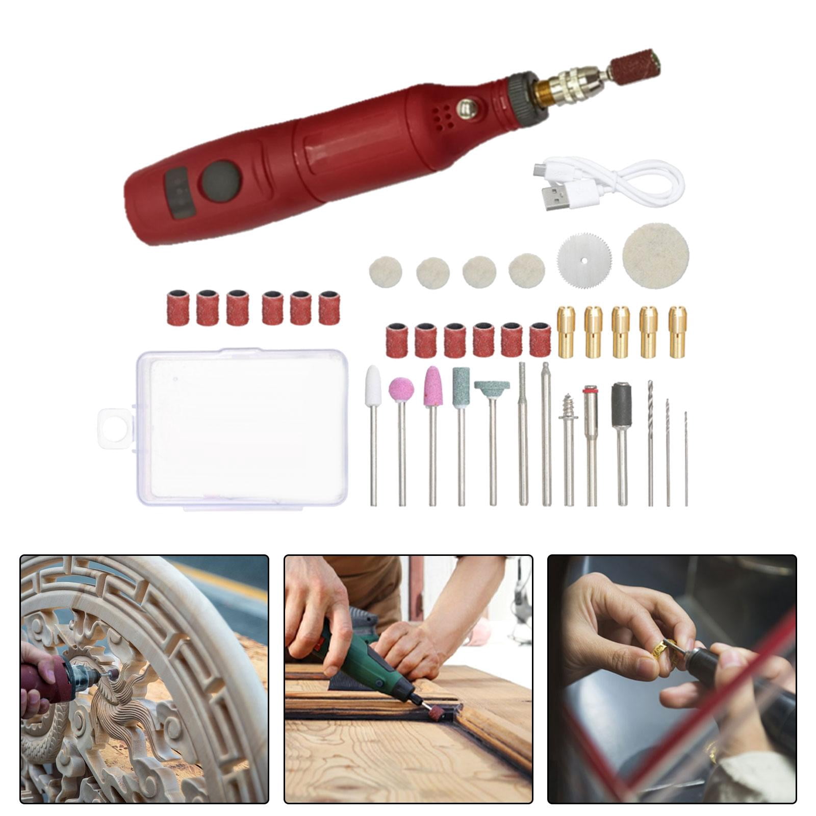 3 Speeds Engraving Pen DIY Tool Set USB Charging Rotary Tool Mini Router Pen for Red