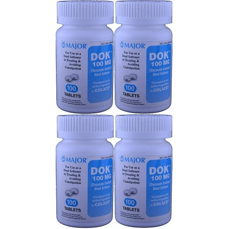 Major Docusate Sodium 100 mg 100 Tabs (4 Bottles of 100)