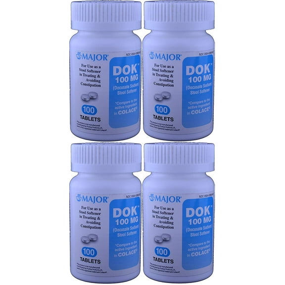 Major Docusate Sodium 100 mg 100 Tabs (4 Bottles of 100)
