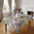 thumbnail image 4 of Vintage Flower Rectangle Tablecloth Gray Pink Orange Rose Floral Plaid Country Waterproof Wrinkle Free Soft Table Cloth Spill-Proof Washable Table Cover for Dining Party Picnic 60 x 102 Inch, 4 of 9