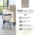 thumbnail image 3 of Elle Decor Cami Modern Hourglass End Table with Metal Top for Bedroom Black, 3 of 5