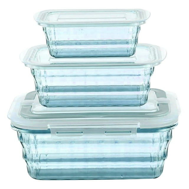 DHGDJ54G Clear Lunch Boxes Lockable Food Containers Glass Food Storage Containers Divided 3 Cup Food Storage Containers with Lids 3 Fruit Fruit Containers With Tureen Bowl Clear