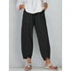 thumbnail image 1 of Pantalones casuales sueltos de lino y algodón con cintura elástica de primavera y verano para mujer, 1 of 4