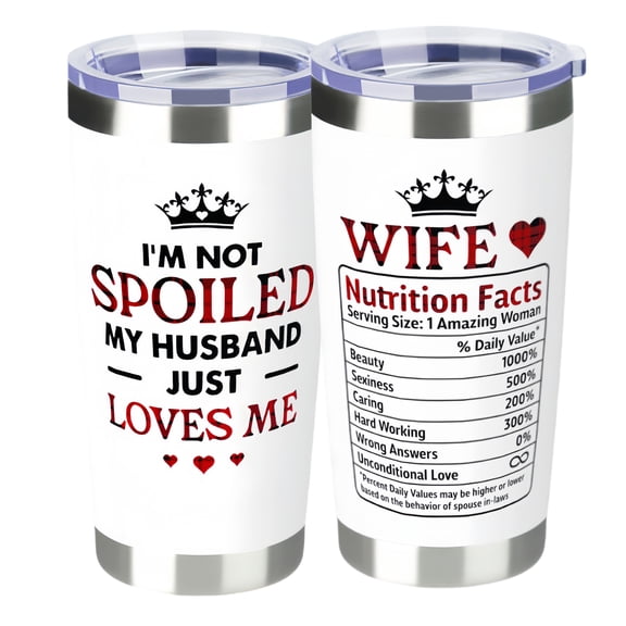 【Wife swig Tumbler】Gifts for Wife from Husband - Wedding Anniversary for Women, Birthday, Valentines, Mothers Day, Christmas Gifts for Wife - Romantic Love Cup for Her - 20 Oz White 2-sided Tumbler