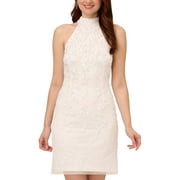 Adrianna Papell Embellished Bow-Back Halter Dress