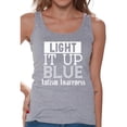 thumbnail image 1 of Awkward Styles Women's Light It Up Blue for Autism Awareness Shine A Light White Graphic Tank Tops, 1 of 4