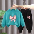 thumbnail image 2 of NOLDARES Baby Toddler Kids Girls 2pcs Clothes Set Long Sleeve Crewneck Sweatshirt and Elastic Waist Pants Print Fall Winter Outfits Clothing(Mint Green,7-8 Y), 2 of 5