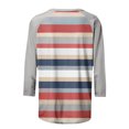thumbnail image 6 of Jalioing 3/4 Sleeve Casual Tops for Women Striped Color Block Fashion T Shirt Trendy Crew Neck Tee, 6 of 7