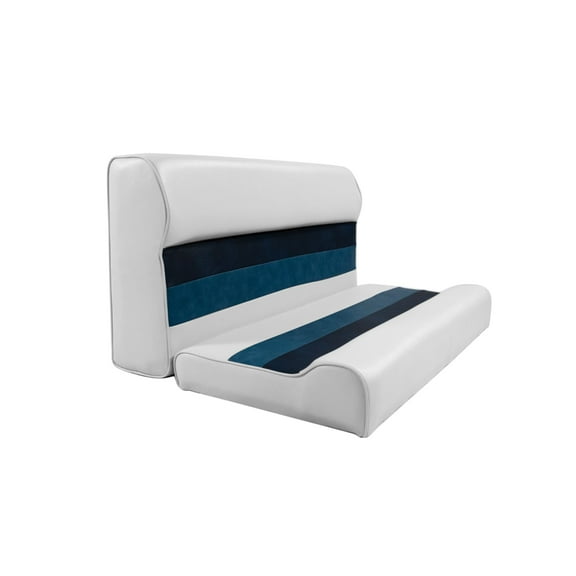 Horizon Manufacturing Premium Series 37" Pontoon Bench Seat Cushion Set 3001-AADK White / Navy / Blue ( Base sold Separate 3010-AB)