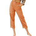 thumbnail image 2 of Pantalones Casuales Pantalones casuales de mujer Pantalones de verano de algodón transpirable Pantalones delgados (naranja M) Cgtredaw Para estrenar, 2 of 5