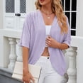 thumbnail image 4 of YONGHS Womens Open Front Cropped Cardigans Dropped Shrugs Top Bolero Coverup Cape for Evening Dress Purple XXL, 4 of 6