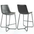 thumbnail image 7 of Set of 2 Aoi Brown Faux Leather Backless Counter Stool with Black Metal Legs, 7 of 7