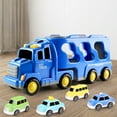 thumbnail image 2 of Toddler Car Toys for 3 4 5 Years Old Construction Transport Truck with 4 Pack Small Pull Back Construction Vehicles Friction Power Cars Christmas Birthday Gifts for Kids Boys Girls, 2 of 6