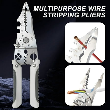 

Xecvkr 215mm Long 170g Lightweight 19-in-1 Multi-Function Wire Stripping Pliers Efficiently Strip Cut Crimp Wind Open Clamp and Split Wires and Cables with Precision and Comfort