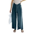 thumbnail image 1 of Txlixc Pantalones de cintura media para mujer, pantalones de pierna ancha divididos de color sólido, pantalones largos con cinturón ajustable Txlixc Moda, 1 of 6