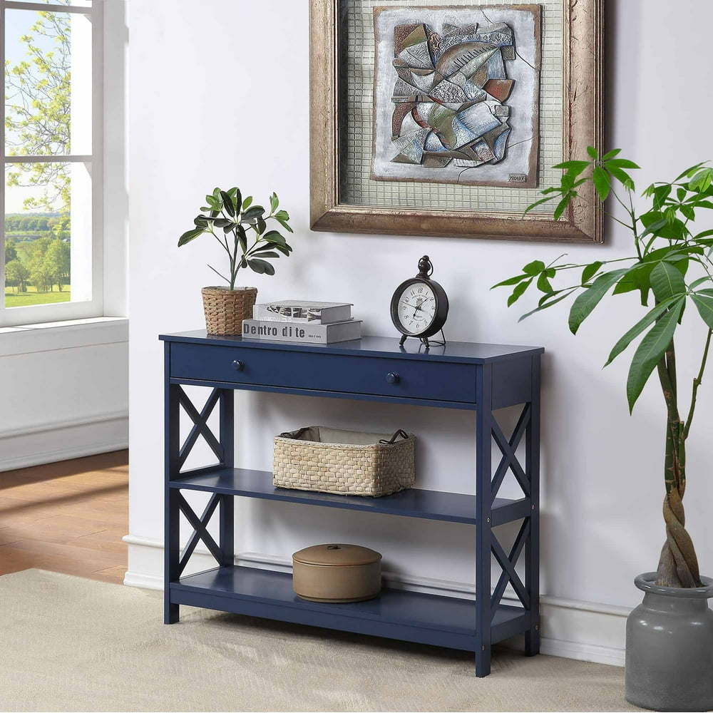 Convenience Concepts Oxford 1 Drawer Console Table, Cobalt Blue