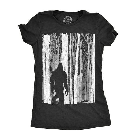 Womens Bigfoot In The Forest T Shirt Funny Sasquatch Outdoors Wild Joke Tee for Ladies Womens Graphic Tees