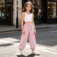 thumbnail image 5 of Ruyang 3T-15Years Girls Lightweight Baggy Joggers Elastic Waist Wide Leg Pants Kids Teen Hip Hop Dance Casual Sports Trousers, 5 of 7
