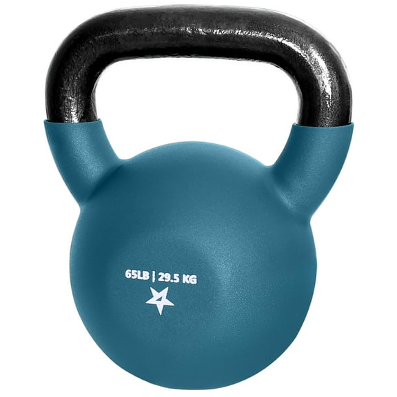 Yes4All Kettlebell, 65 LB Neoprene Coated Cast Iron Kettlebells, Wide Grip Handle & Flat Bottom for Swings, Squats, Deadlifts, Push Ups & Full Body Training at Home Gym