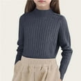 thumbnail image 3 of Ugoldhm Girls Boys Ribbed Sweaters Mock Neck Long Sleeve Warm Tops Fall Comfy Winter Shirts Sizes 0T-13Y, 3 of 6