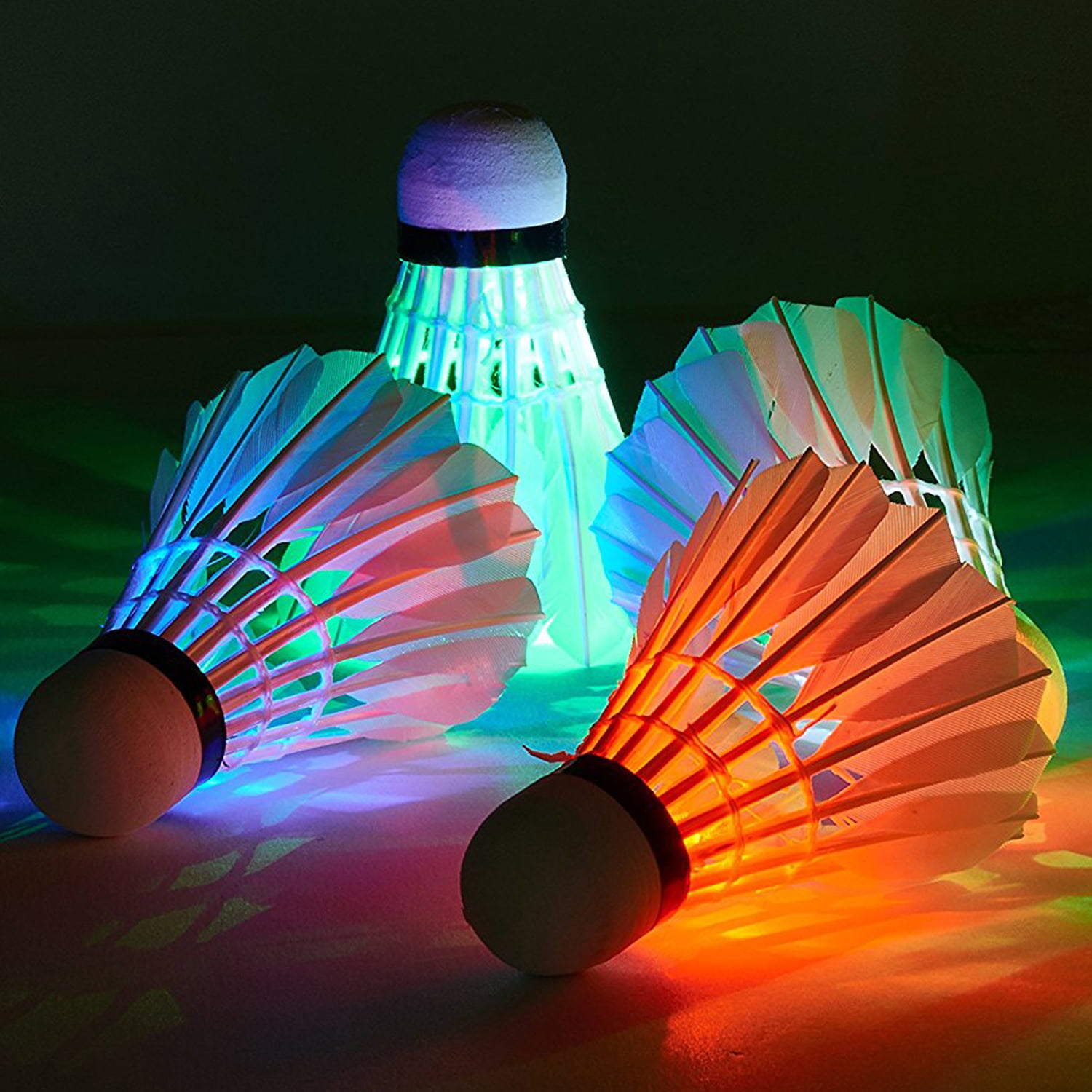 4 Pc Useful Colorful Lighting Outdoor Feather Shuttlecock LED Night Badminton 