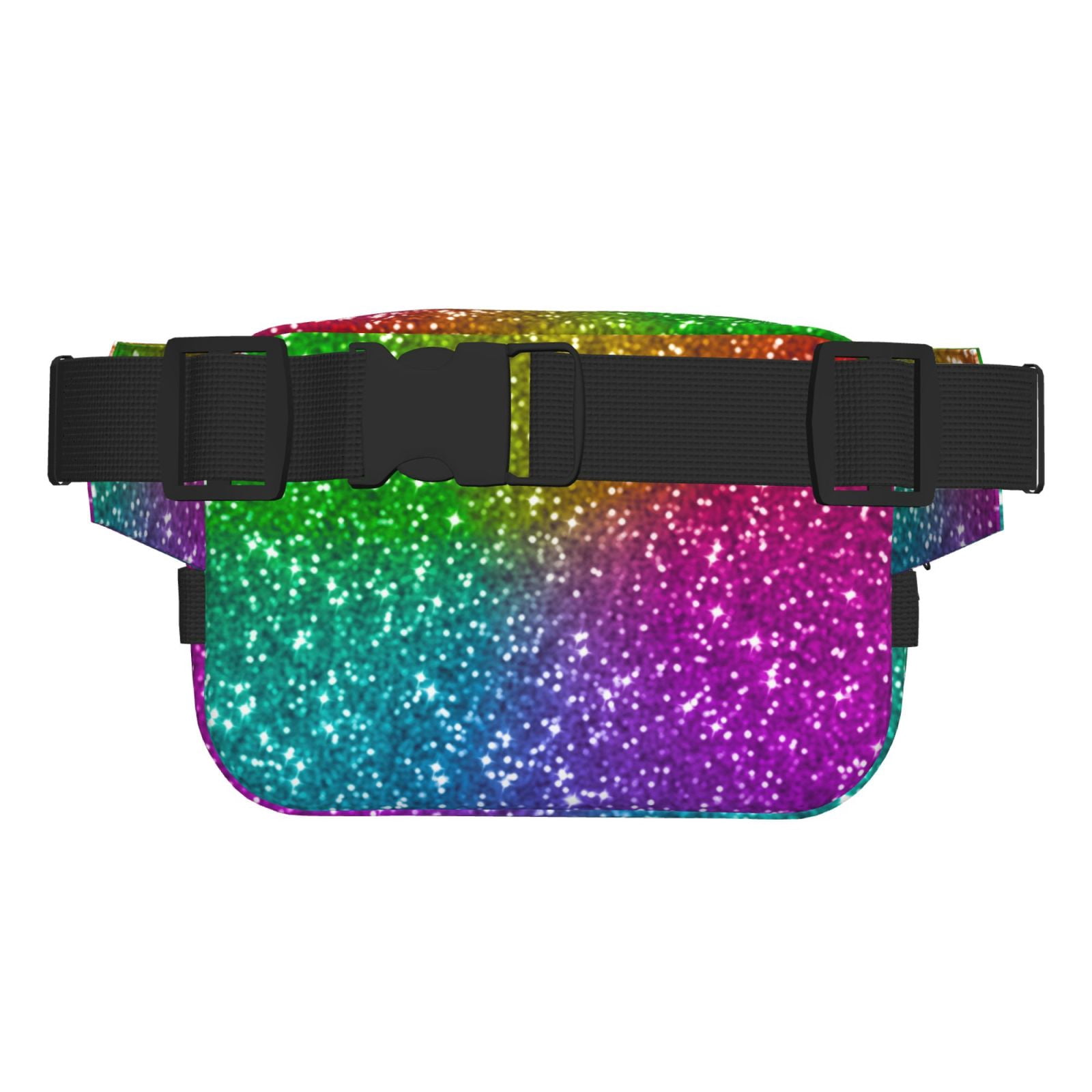 Hirioo Colorful Glitter for Double Layer Waist Bag Adjustable Fanny Pack For Travel Running Hiking