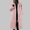 thumbnail image 2 of Trench Coat Women Winter Coats for Women Womens Winter Warm Lapel Fuzzy Coat Jacket Overcoat Spliced Mid Length Coat Suit Collar, 2 of 4