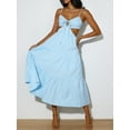 thumbnail image 4 of Kmbangi Robe Midi Cami d'Été pour Femmes Couleur Unie Bretelles Spaghetti V-Cou Coupe Plage Robe Fluide, 4 of 7