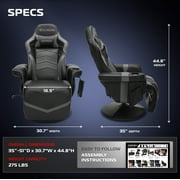 RESPAWN 900 Console Gaming Recliner with Footrest and Lumbar Support - Comfortable Ergonomic Gaming Chair with Headrest, No Wheels, Reclining, Heavy Duty, Racing Style Video Game Chairs - Gray