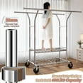 thumbnail image 4 of Clothes Rack with Wheels, Heavy-Duty Garment Rack for Hanging Clothes,Adjustable Freestanding Wardrobe Organizers and Storage with Double Sheves, 4 of 8
