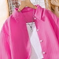 thumbnail image 4 of Girls Matching Set Hot Pink 2 Piece Outfit, Ribbed Knit Button Down Shirt & Wide Leg Pants for Girls 7-12 Years, Tween Casual School Clothes,Size 9-10 T, 4 of 8