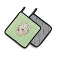 thumbnail image 2 of Wheaten Terrier Green Flowers Pair of Pot Holders, 2 of 4