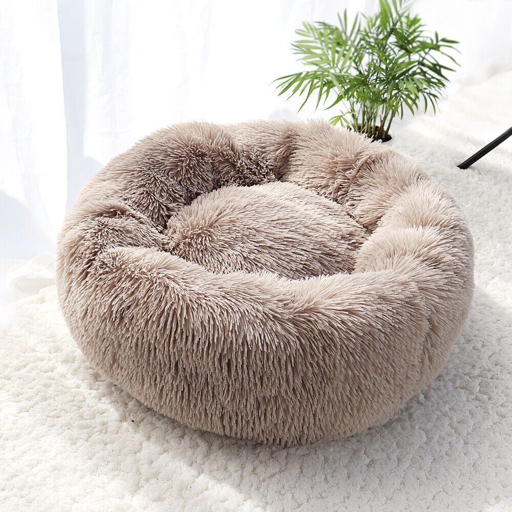 Pet Dog Cat Calming Bed Comfy Round Plush Warm Fluffy Nest Mattress Donut Pad
