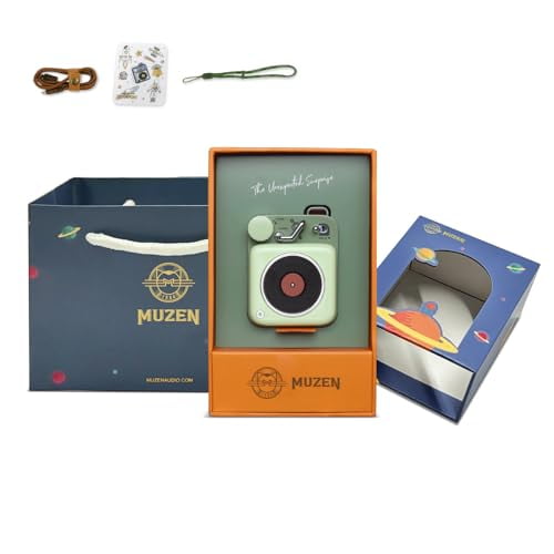 Muzen Mini Altavoz Bluetooth: Altavoz inalámbrico portátil de Metal, Audio de Volumen HiFi Recargable con cordón y Caja de Regalo, decoración Retro clásica