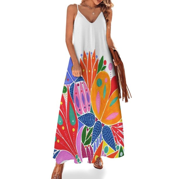 Ramo de flores Vestido sin mangas Vestidos de mujer Vestido largo de verano para mujer