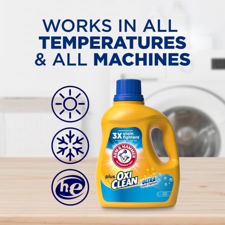 ARM & HAMMER Plus OxiClean Ultra Stain Fighters Liquid Laundry Detergent, Fresh Scent, 32.5 Fl Oz