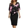 thumbnail image 4 of Mini vestido de dos piezas con estampado floral de manga corta con cuello en V causal sexy para mujer Fridja qw6325, 4 of 8