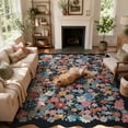 thumbnail image 2 of Lahome 8'x10' Floral Area Rug for Living Room ,Area Rug 8x10ft ,Non Slip Rugs Machine Washable ,Indoor Floral Rug Low Pile Boho Rug for Bedroom Dining Room Office Farmhouse,Black, 2 of 10