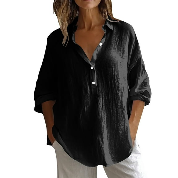 Tops for Women Short Sleeve Round Neck Casual Summer Loose Tee Shirts Blouse Black S