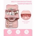 thumbnail image 3 of Travel Toiletry Bag, Puffy Wide-open Quilted Makeup Bag for Women,Lightweight Cosmetic Travel Bag Organizer with Handle for Traveling, Accessories, Essentials Toiletries Dark Pink, 3 of 7